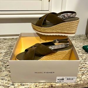 Marc Fisher green platform wedges